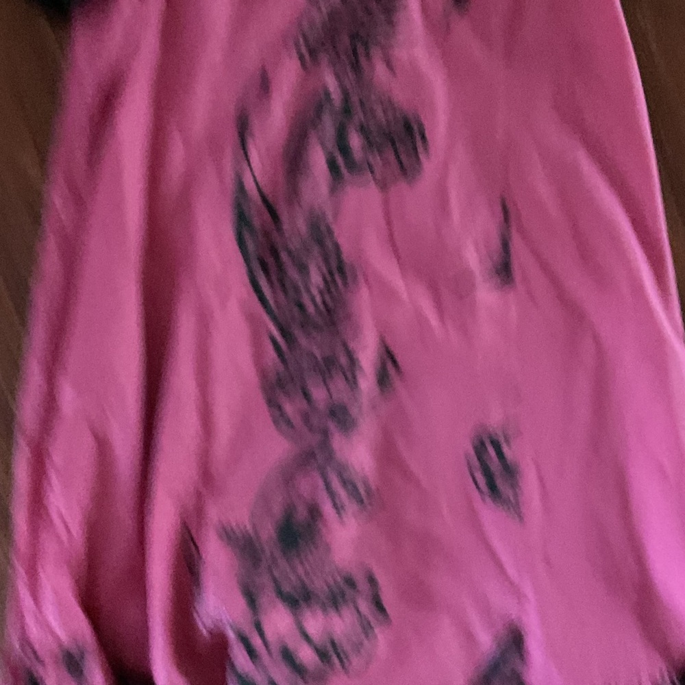 Nani Hawaiian made Pink Dress with Black Floral Design size large muumuu. - Picture 4 of 7